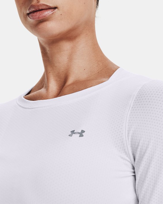 Women's HeatGear® Armour Long Sleeve in White image number 3